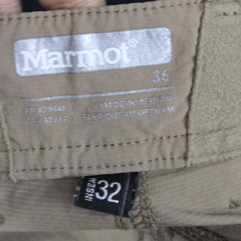 Marmot Men Activewear Pants XL Khaki Elastane Nylon Outdoor Hiking READ